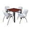 Kee Kee Square Table & Chair Set, Wood, Metal, Plastic Top, Cherry TB3030CHBPBK47GY - alternate 1